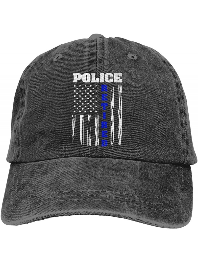 Baseball Caps Men Women Adjustable Denim Jeans Baseball Cap Retired Police Officer American Flag Snapback Cap - Black - C718S...