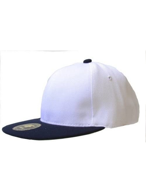 Baseball Caps New Two Tone Snapback Hat Cap - White/Navy - CK11B5O2VWR $13.70