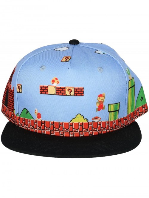 Baseball Caps Super Mario Brothers 8-Bit Landscape Snapback - CA12O5NC18I $26.57