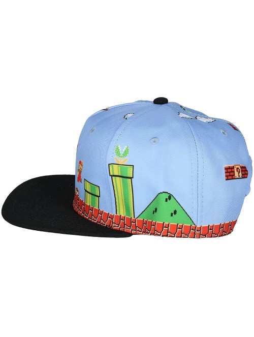 Baseball Caps Super Mario Brothers 8-Bit Landscape Snapback - CA12O5NC18I $26.57