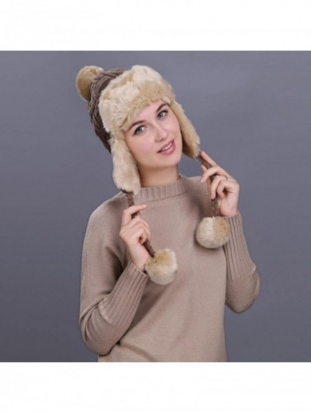 Skullies & Beanies Warm Women Winter Hat with Ear Flaps Snow Ski Thick Knit Wool Beanie Cap Hat - Khaki 5 - CS1880RSAKA $15.70