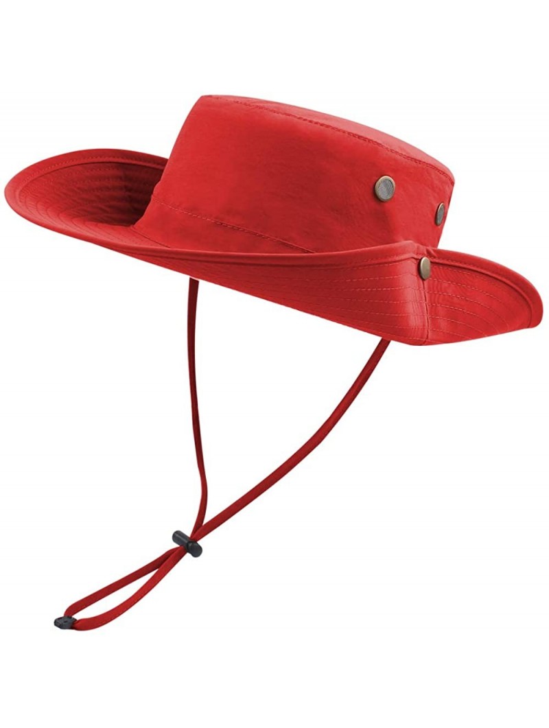 Sun Hats Men Women Outdoor Sun Hat with Wide Brim UPF 50+ Summer Mesh Cap with Flap Cover - A-red - CH18UWSR0AT $10.60