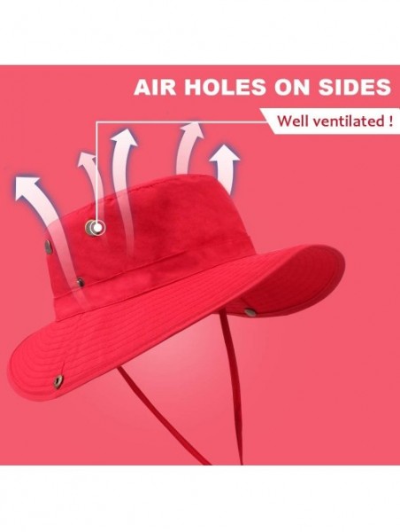 Sun Hats Men Women Outdoor Sun Hat with Wide Brim UPF 50+ Summer Mesh Cap with Flap Cover - A-red - CH18UWSR0AT $10.60