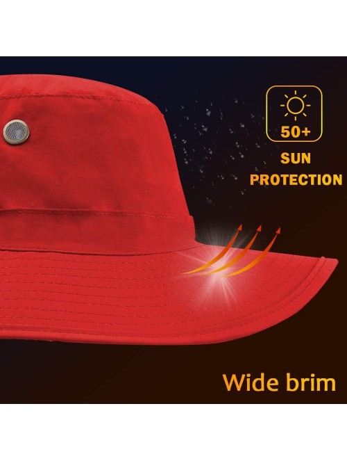 Sun Hats Men Women Outdoor Sun Hat with Wide Brim UPF 50+ Summer Mesh Cap with Flap Cover - A-red - CH18UWSR0AT $10.60