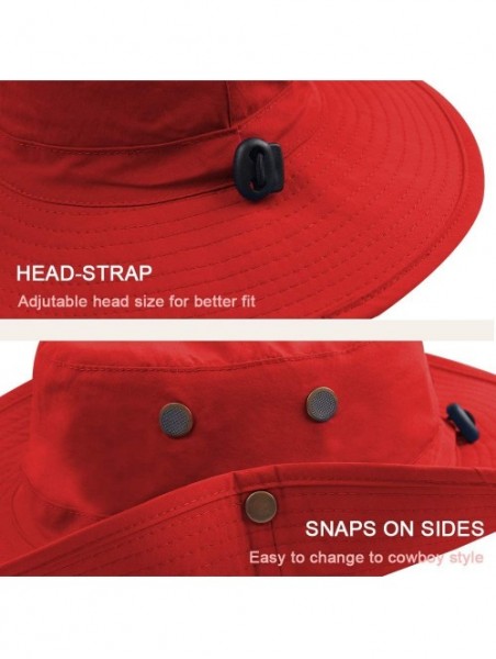 Sun Hats Men Women Outdoor Sun Hat with Wide Brim UPF 50+ Summer Mesh Cap with Flap Cover - A-red - CH18UWSR0AT $10.60