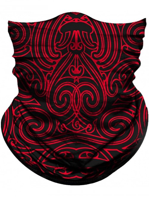Balaclavas Seamless Bandana Face Mask Rave Men Women for Dust Sun Wind Protection - Spiral Deep Black Red - CG196H72MUZ $15.39