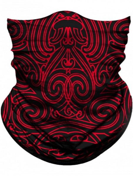 Balaclavas Seamless Bandana Face Mask Rave Men Women for Dust Sun Wind Protection - Spiral Deep Black Red - CG196H72MUZ $15.39