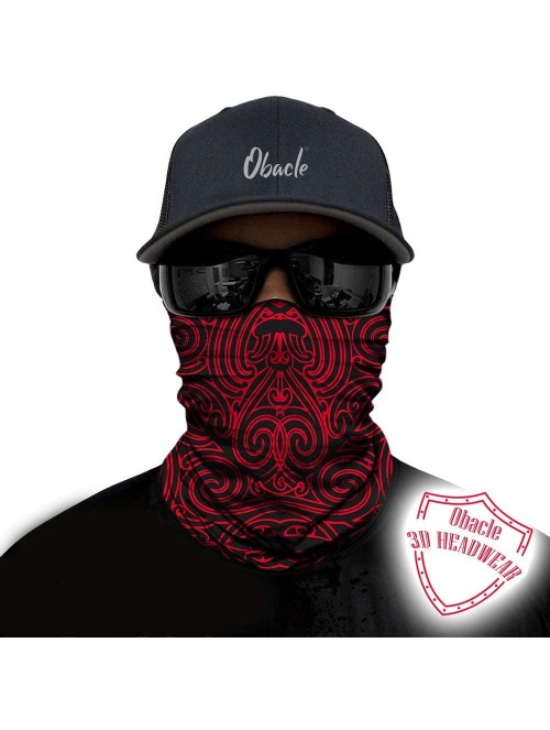 Balaclavas Seamless Bandana Face Mask Rave Men Women for Dust Sun Wind Protection - Spiral Deep Black Red - CG196H72MUZ $15.39