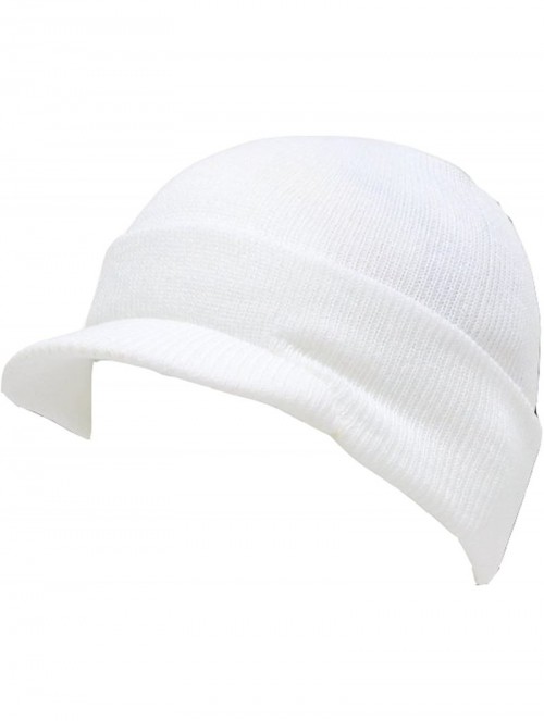 Skullies & Beanies New White Blank Cuff Winter Beanie Visor - White - CR112LQJUHH $10.75