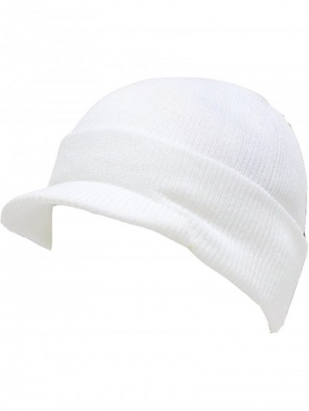 Skullies & Beanies New White Blank Cuff Winter Beanie Visor - White - CR112LQJUHH $10.75