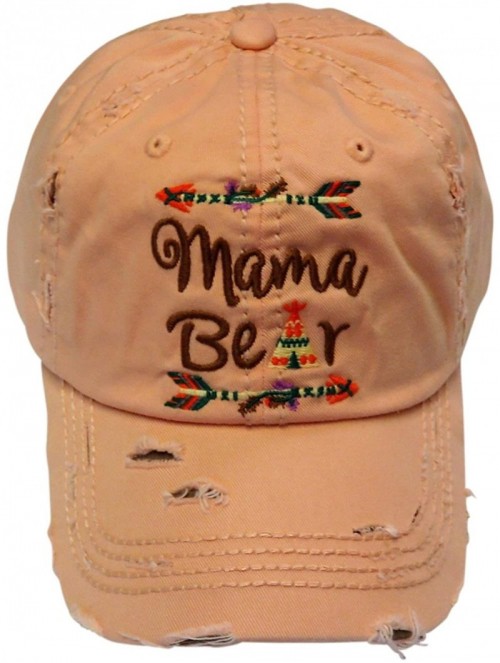 Baseball Caps Embroidered Mama Bear Vintage Style Baseball Cap Hat - Washed Peach - CK186GH7RSM $19.19