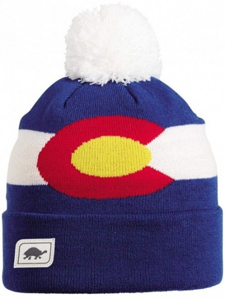 Skullies & Beanies Great State Knit Cuffed Pom Beanie - Colorado Flag - CB18IGKH5OC $32.46
