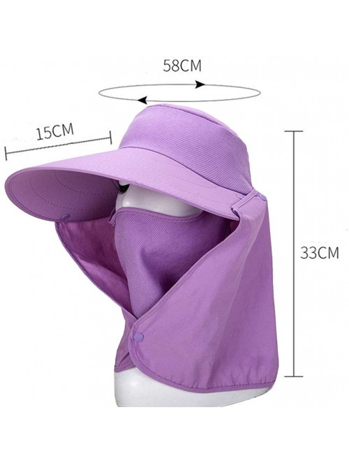 Sun Hats Women Sun Flap Cap Wide Brim Fishing Hat with Removable Face Mask & Neck Flap UPF 50+ - Purple - CZ194EUALNN $13.70