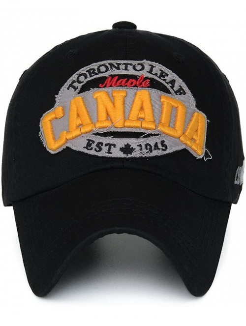 Baseball Caps Unisex Vintage Trendy Baseball Cap Trucker Hat Golf Travel Hip Hop Canada Flag Maple - Black - CC11A159S6R $17.63