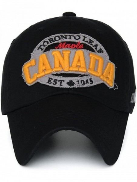 Baseball Caps Unisex Vintage Trendy Baseball Cap Trucker Hat Golf Travel Hip Hop Canada Flag Maple - Black - CC11A159S6R $17.63