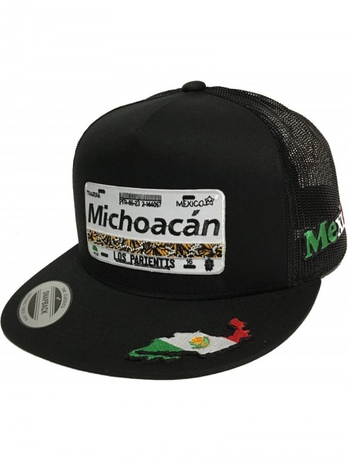 Baseball Caps Placa De Michoacan 3 Logos Hat Black Mesh Snapback - CT187A8LHOO $43.06