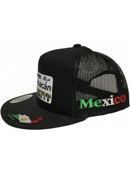 Baseball Caps Placa De Michoacan 3 Logos Hat Black Mesh Snapback - CT187A8LHOO $43.06