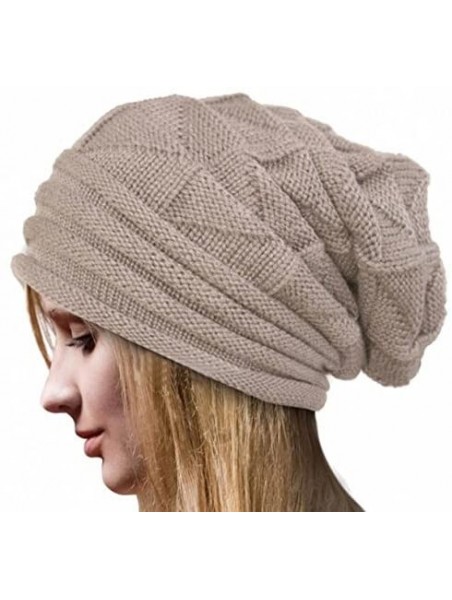 Skullies & Beanies Casual Knit Hat Elegant Warm Hat Pleated Cloth Hat Cuffed Wool Hat Solid Color Hat Simple Cap - Beige - CP...