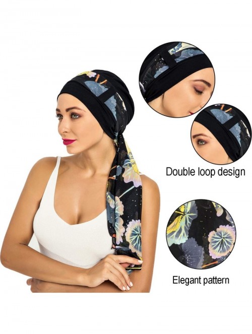 Skullies & Beanies Bamboo Cotton Lined Cancer Headwear for Women Chemo Hat with Scarfs of - Black+pink - CI18WWLDNGX $32.38