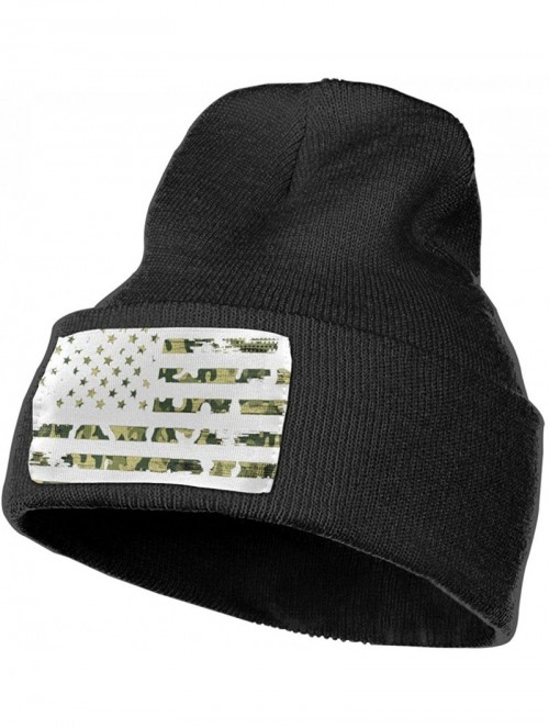 Skullies & Beanies American Camo Flag Beanie Knit Hats for Men and Women - Warm- and Bouncy Wool Hats - CM1933K8XY0 $34.09
