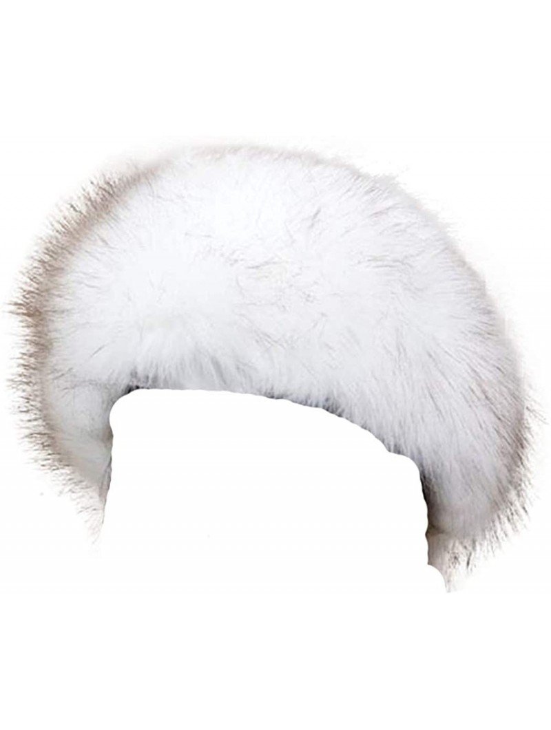 Skullies & Beanies Women's Faux Fur Headband Soft Winter Cossack Russion Style Hat Cap - White&brown - CM18L8IG48D $19.74