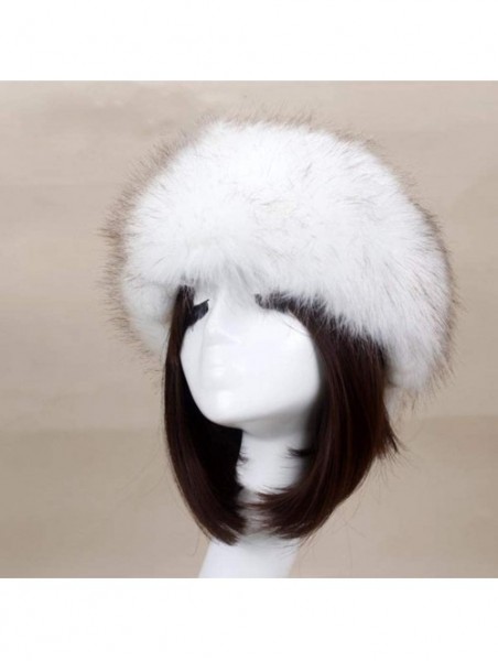 Skullies & Beanies Women's Faux Fur Headband Soft Winter Cossack Russion Style Hat Cap - White&brown - CM18L8IG48D $19.74