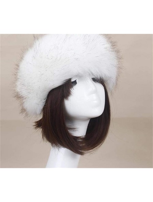 Skullies & Beanies Women's Faux Fur Headband Soft Winter Cossack Russion Style Hat Cap - White&brown - CM18L8IG48D $19.74