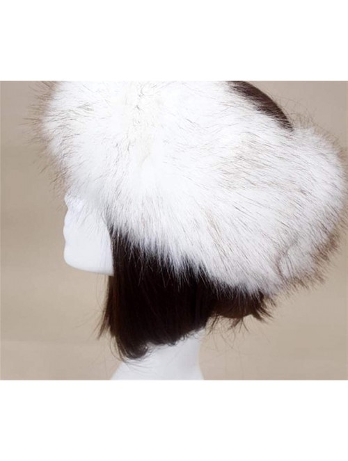 Skullies & Beanies Women's Faux Fur Headband Soft Winter Cossack Russion Style Hat Cap - White&brown - CM18L8IG48D $19.74