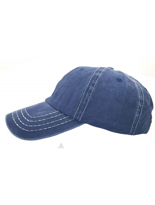Baseball Caps Washed Ponytail Hat Baseball Distressed Cotton Pony Caps for Women - Blue - C618U8IX7GM $9.94