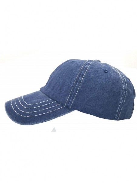 Baseball Caps Washed Ponytail Hat Baseball Distressed Cotton Pony Caps for Women - Blue - C618U8IX7GM $9.94