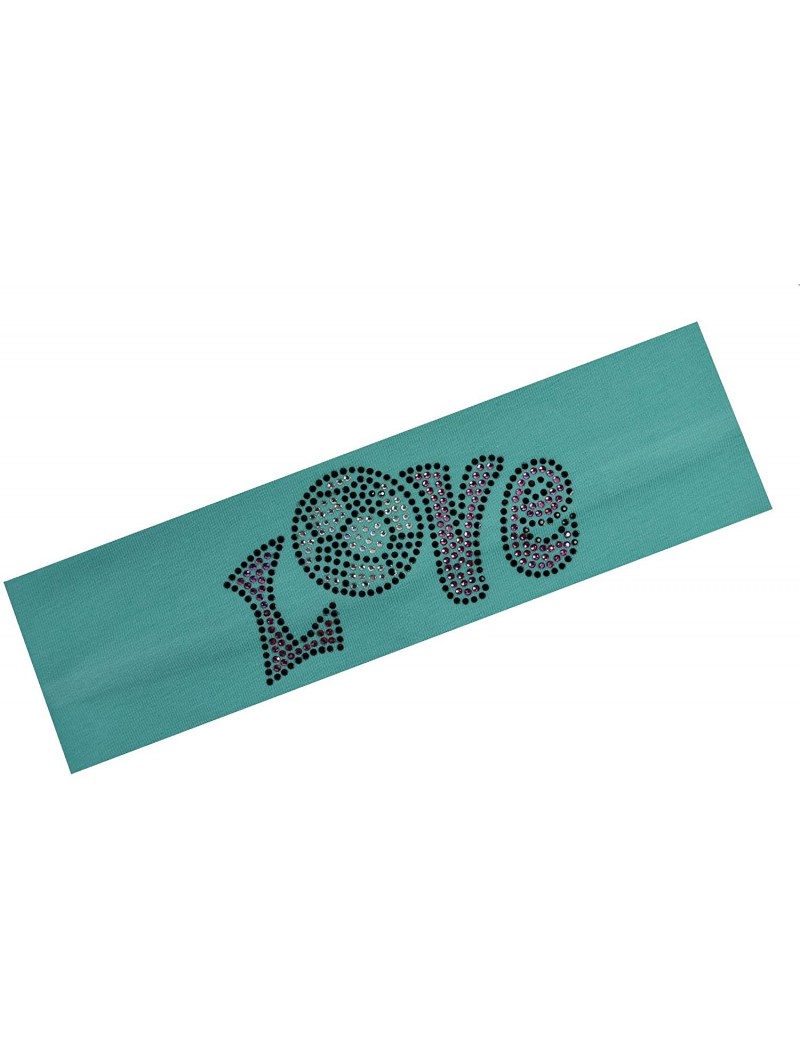 Headbands Love Soccer Rhinestone Cotton Stretch Headband - AQUA - C311TILX7P9 $9.88