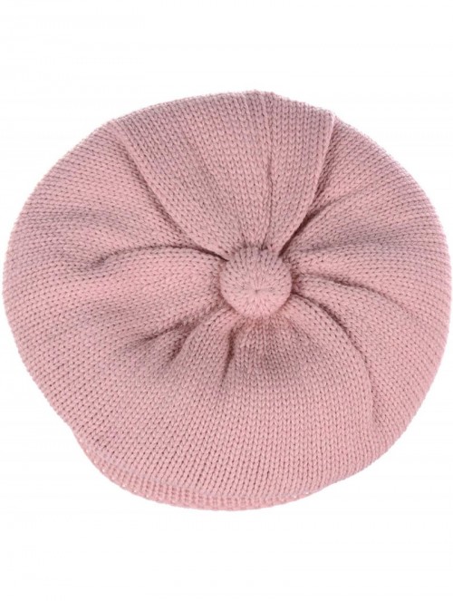 Skullies & Beanies Womens Winter Visor Cap Beanie Hat Wool Blend Lined Crochet Decoration - Pale Pink Lines - CP18WDNLZCH $21.57