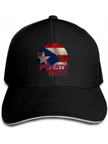 Baseball Caps Adult Puerto Rico Baseball Flag Cotton Lightweight Adjustable Peaked Baseball Cap Sandwich Hat Men Women - Blac...