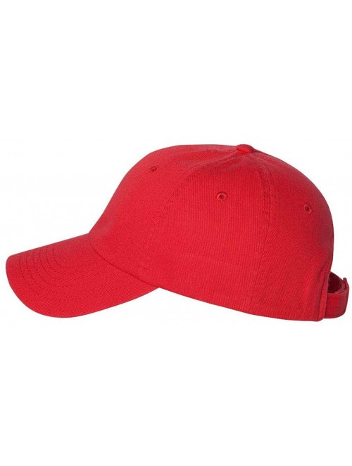 Baseball Caps VC350 - Unstructured Washed Chino Twill Cap with Velcro - Red - CX11J95HNV3 $9.41