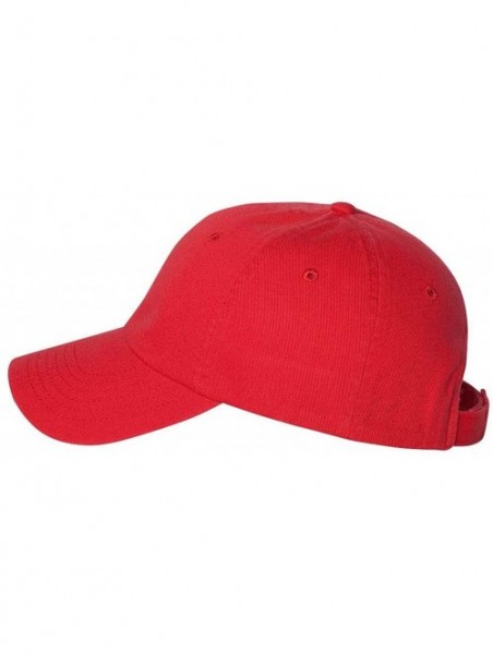 Baseball Caps VC350 - Unstructured Washed Chino Twill Cap with Velcro - Red - CX11J95HNV3 $9.41