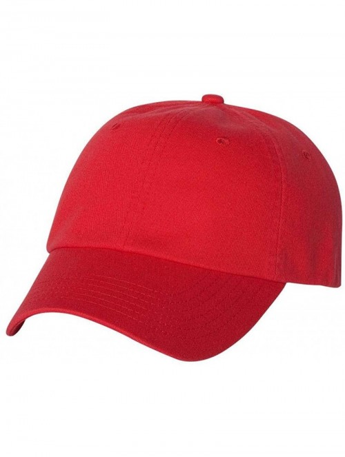 Baseball Caps VC350 - Unstructured Washed Chino Twill Cap with Velcro - Red - CX11J95HNV3 $9.41