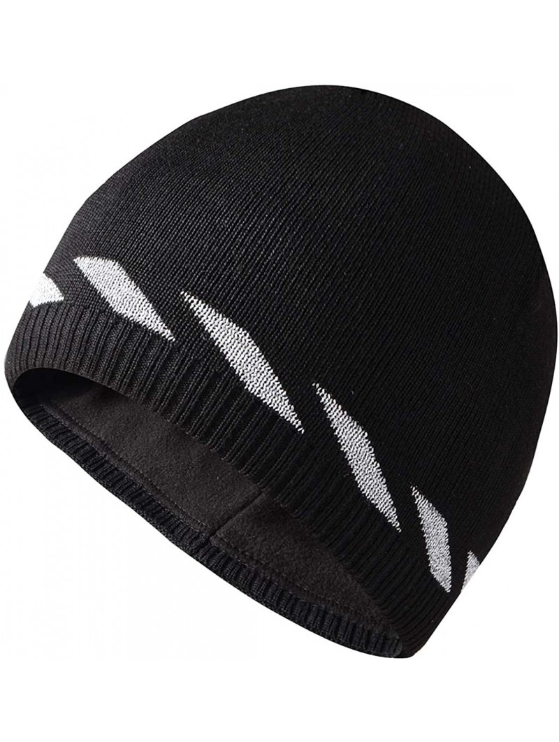 Skullies & Beanies Reflective Mens Winter Skull Beanie Hat Warm Knit Watch Cap - Black - CE18Y698YG7 $11.40