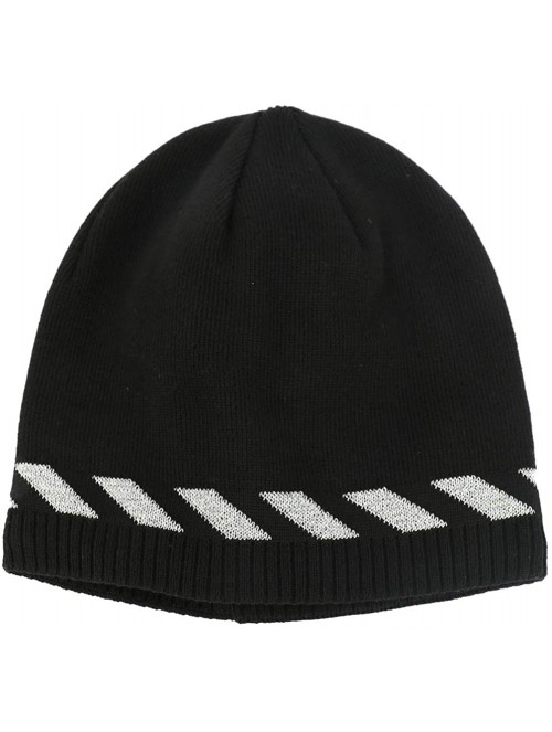 Skullies & Beanies Reflective Mens Winter Skull Beanie Hat Warm Knit Watch Cap - Black - CE18Y698YG7 $11.40