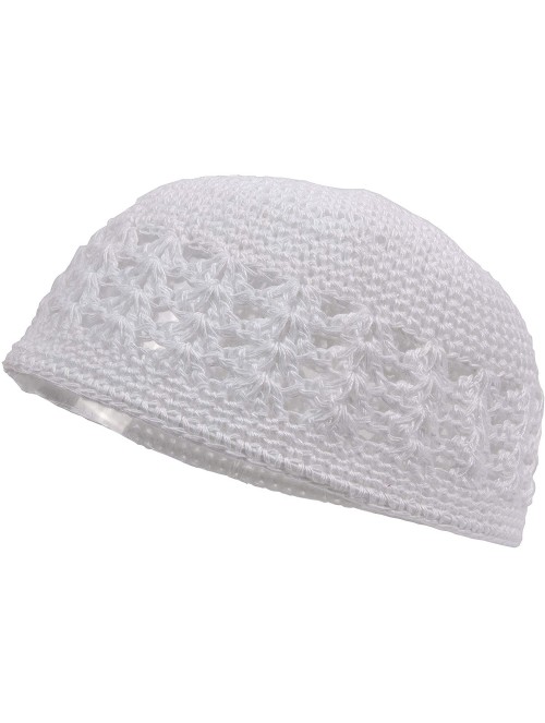 Skullies & Beanies Knitted Head Beanie Hand Crocheted - White - CQ111HRXM6B $13.20