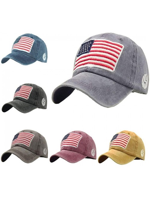 Baseball Caps Unisex Baseball Caps-Flag Embroidery Washed Cotton Hat for Women Men-55-60cm - Grey - C518Y6HHU6T $22.04