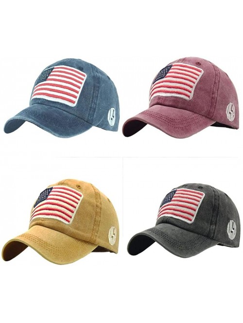 Baseball Caps Unisex Baseball Caps-Flag Embroidery Washed Cotton Hat for Women Men-55-60cm - Grey - C518Y6HHU6T $22.04