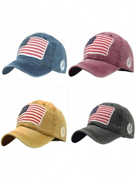 Baseball Caps Unisex Baseball Caps-Flag Embroidery Washed Cotton Hat for Women Men-55-60cm - Grey - C518Y6HHU6T $22.04