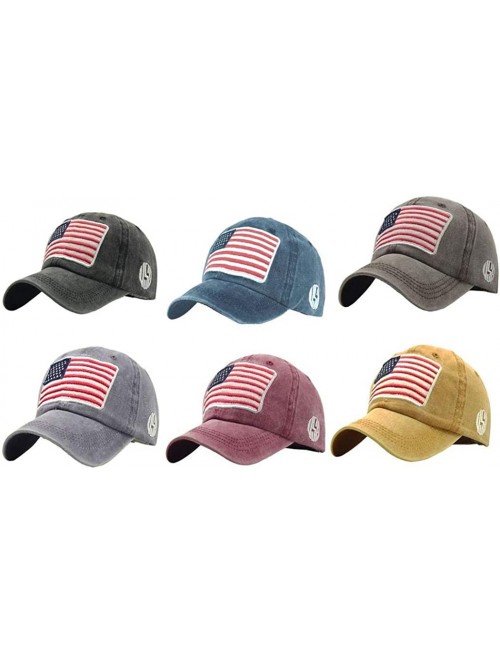 Baseball Caps Unisex Baseball Caps-Flag Embroidery Washed Cotton Hat for Women Men-55-60cm - Grey - C518Y6HHU6T $22.04