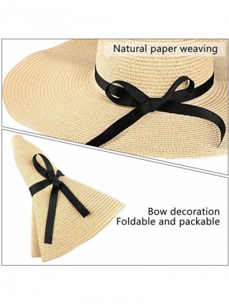 Sun Hats Women Sun Hats Wide Brim Straw Hat Floppy Foldable Roll up Beach Cap Sun Hat for Women Travel UPF 50+ (Khaki) - CX18...