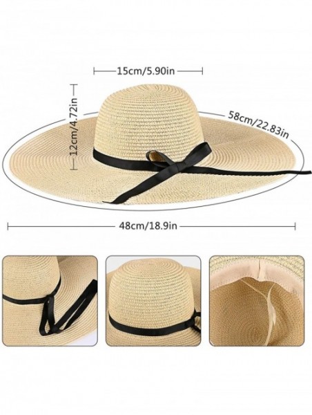 Sun Hats Women Sun Hats Wide Brim Straw Hat Floppy Foldable Roll up Beach Cap Sun Hat for Women Travel UPF 50+ (Khaki) - CX18...