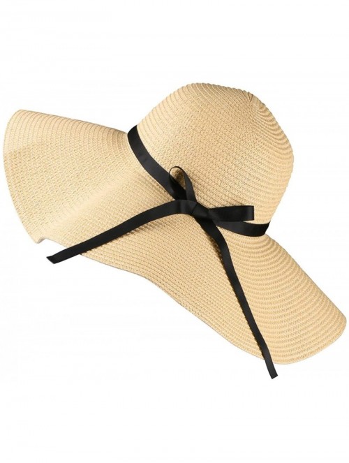 Sun Hats Women Sun Hats Wide Brim Straw Hat Floppy Foldable Roll up Beach Cap Sun Hat for Women Travel UPF 50+ (Khaki) - CX18...