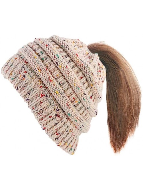 Skullies & Beanies Women Winter Warm Stretch Knitted Cap Beanie Hats Headband Skull Beanies Wool Thick Baggy - Beige - CT18A3...