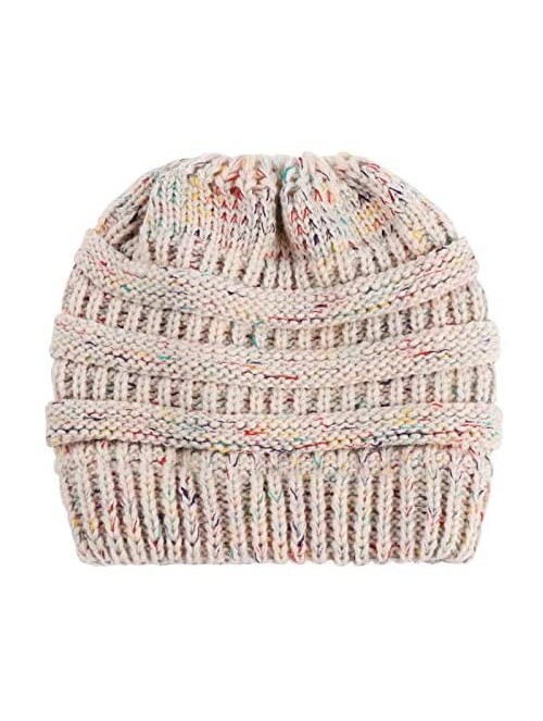 Skullies & Beanies Women Winter Warm Stretch Knitted Cap Beanie Hats Headband Skull Beanies Wool Thick Baggy - Beige - CT18A3...