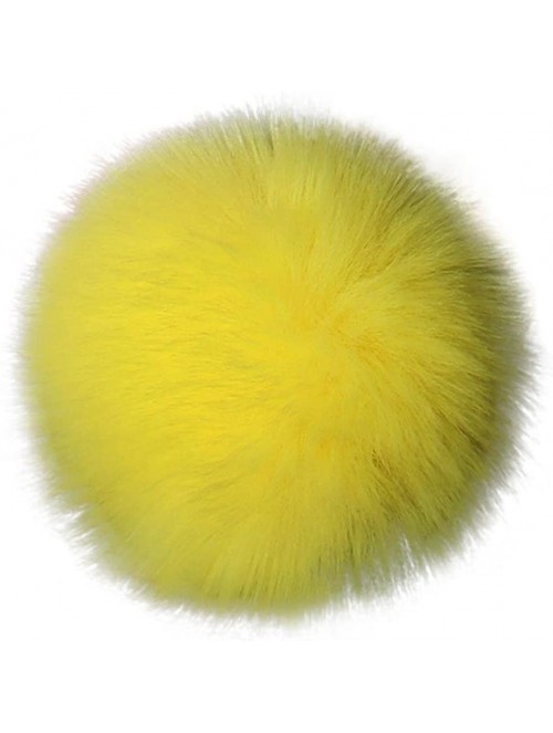 Skullies & Beanies Fashion DIY Faux Fox Fur Fluffy Pompom Ball for Knitting Hat Hats (Yellow) - Yellow - CX189IY8AU3 $10.70