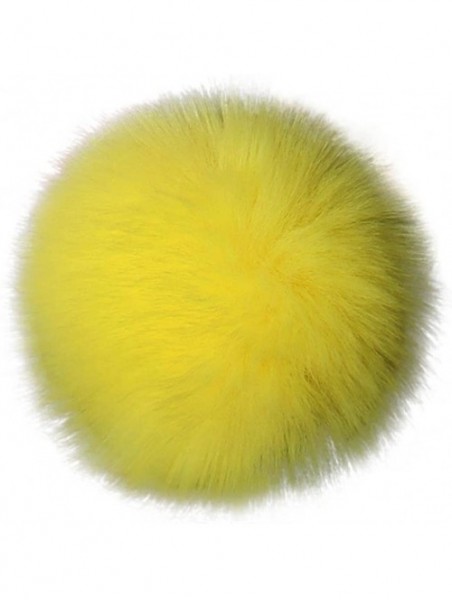 Skullies & Beanies Fashion DIY Faux Fox Fur Fluffy Pompom Ball for Knitting Hat Hats (Yellow) - Yellow - CX189IY8AU3 $10.70